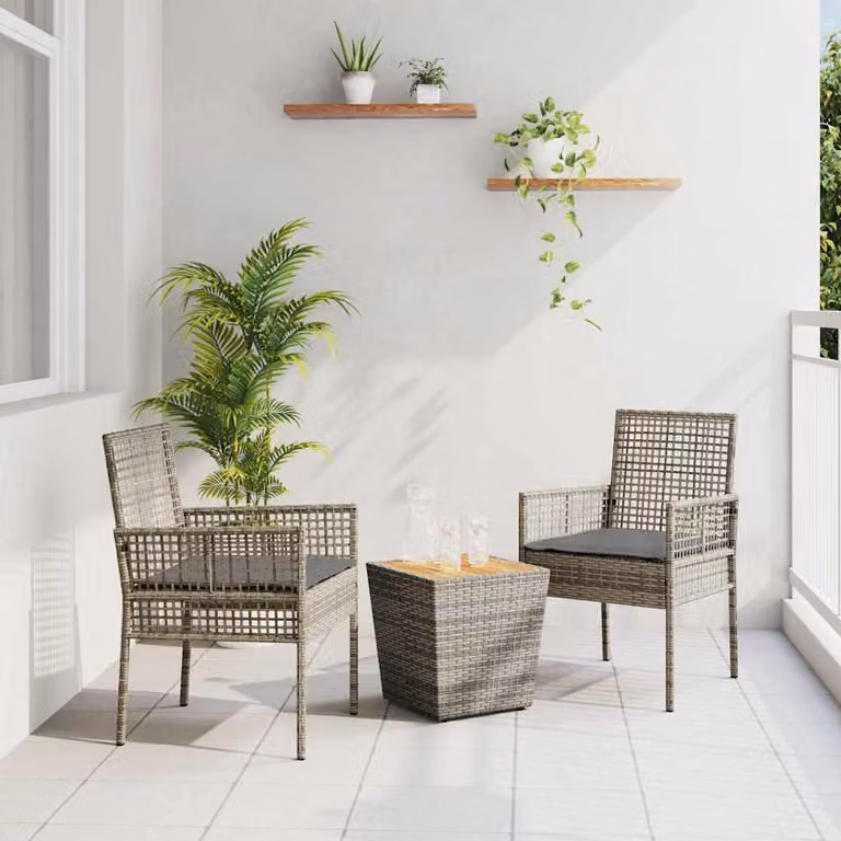 Maison Exclusive - Set Bistro da Giardino 3 pcs Grigio polyrattan