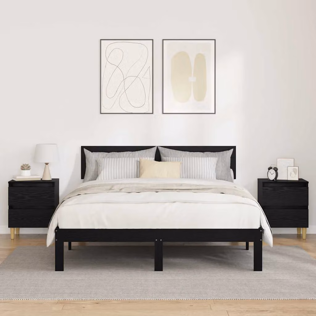 Set di 2 comodini vidaXL in stile industriale, colore nero, L 40 cm x P 35 cm x H 50 cm