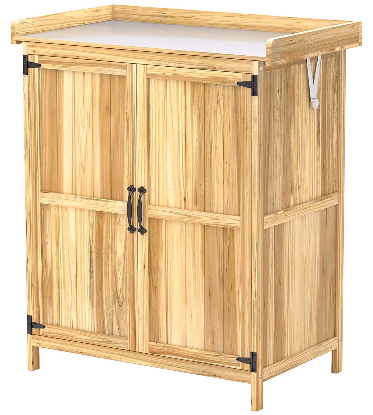 Casetta da giardino Outsunny in legno, casetta per attrezzi resistente alle intemperie 74x43x88cm, casetta per attrezzi