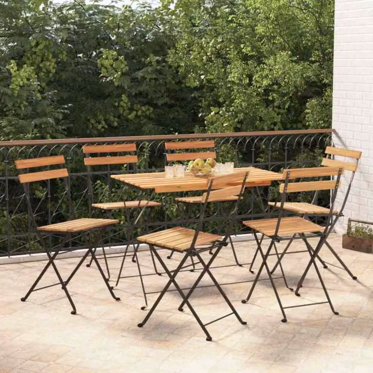 Set di 6 sedie pieghevoli vidaXL in legno di teak e acciaio, colore marrone