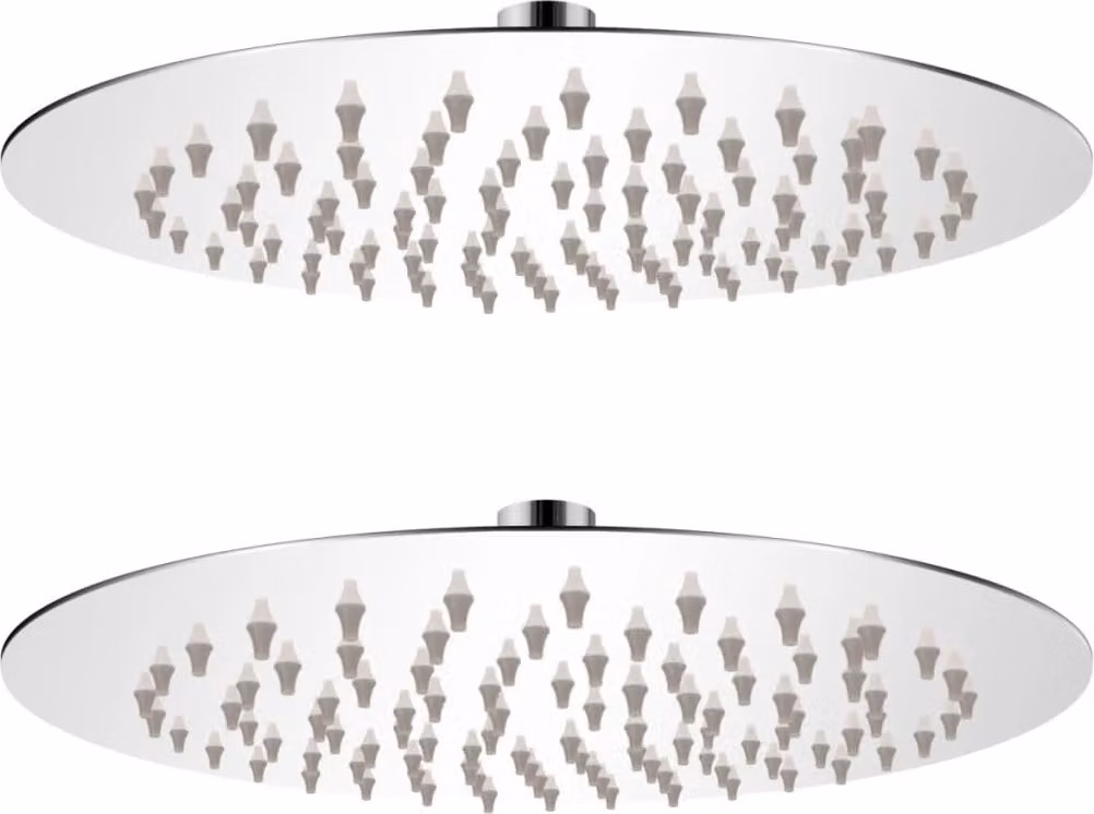 The Living Store Soffioni doccia a pioggia 2 pz. Acciaio inox Ø 20 cm