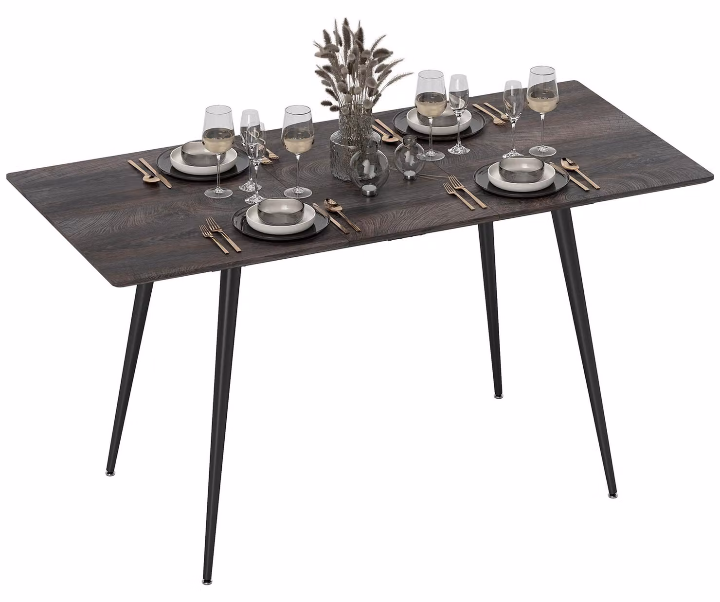 HOMCOM Tavolo da pranzo allungabile 120/160 x 75 cm per 6-8 persone, grigio