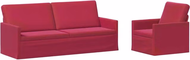 Set di 2 divani moderni vidaXL in velluto rosso con struttura in metallo