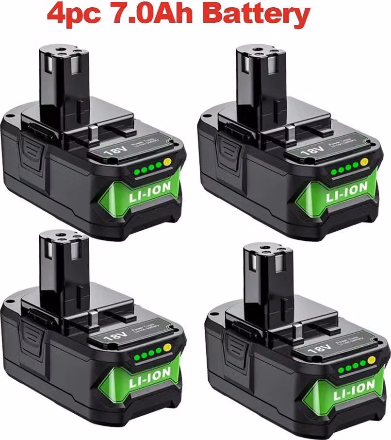 Batteria per utensili elettrici - 18 V Li-Ion P108/P104/P107/RB18L50 - 7,0 Ah 7000 mAh - Confezione da 4 - Argento
