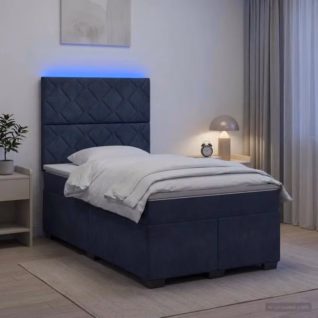 Letto box spring con materasso vidaXL in tessuto grigio scuro con illuminazione sottostante e porta USB L/P: 120 x 200 cm – 1