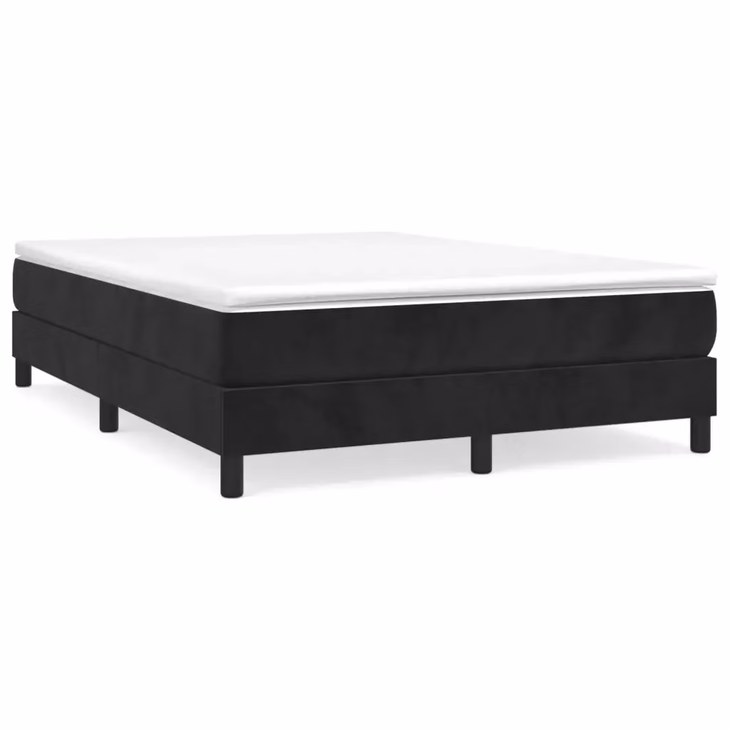 Letto Ibrido vidaXL con Giroletto a Molle e Materasso in Velluto Nero L: 140 cm, P: 200 cm, H: 25 cm – 2