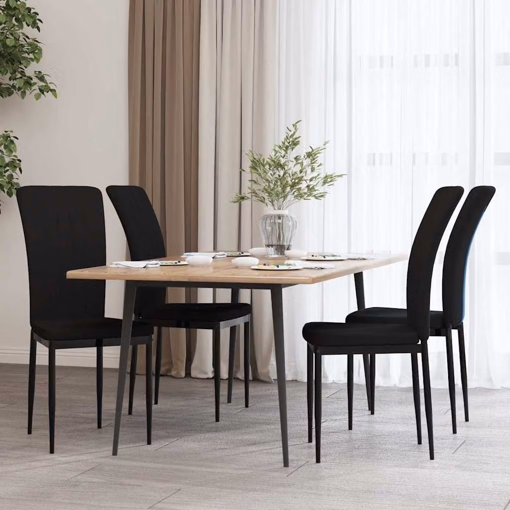 Set di 4 sedie da pranzo vidaXL in velluto nero per soggiorno e cucina – 1