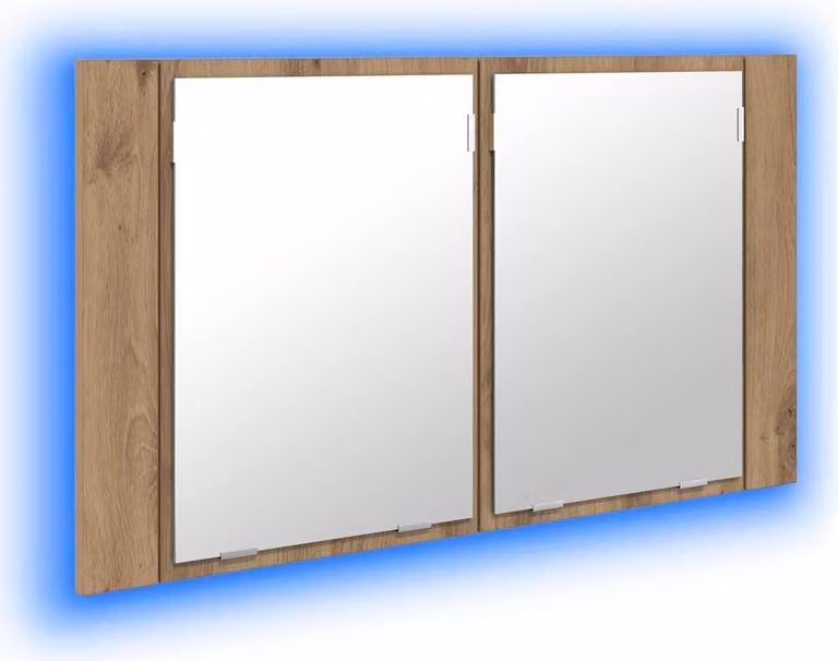 vidaXL Mobiletto specchio da bagno in legno effetto rovere "Artisan", 80 x 12 x 45 cm