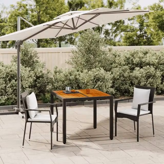 Set da Pranzo da Giardino 3 pz con Cuscini Nero in Polyrattan 3184987