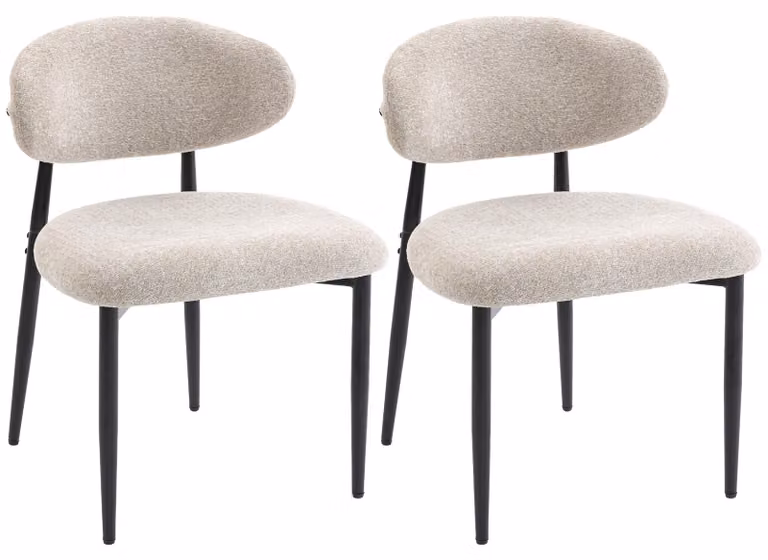 HOMCOM Set da 2 sedie da sala da pranzo, sedie da cucina con effetto lino e schienale ricurvo