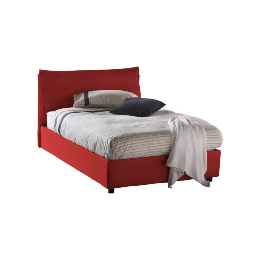 Letto Attinia Talamo Italia con Materasso Incluso, Modello Moderno in Tessuto Rosso, L/P/H: 200 x 120 x 95 cm – 2