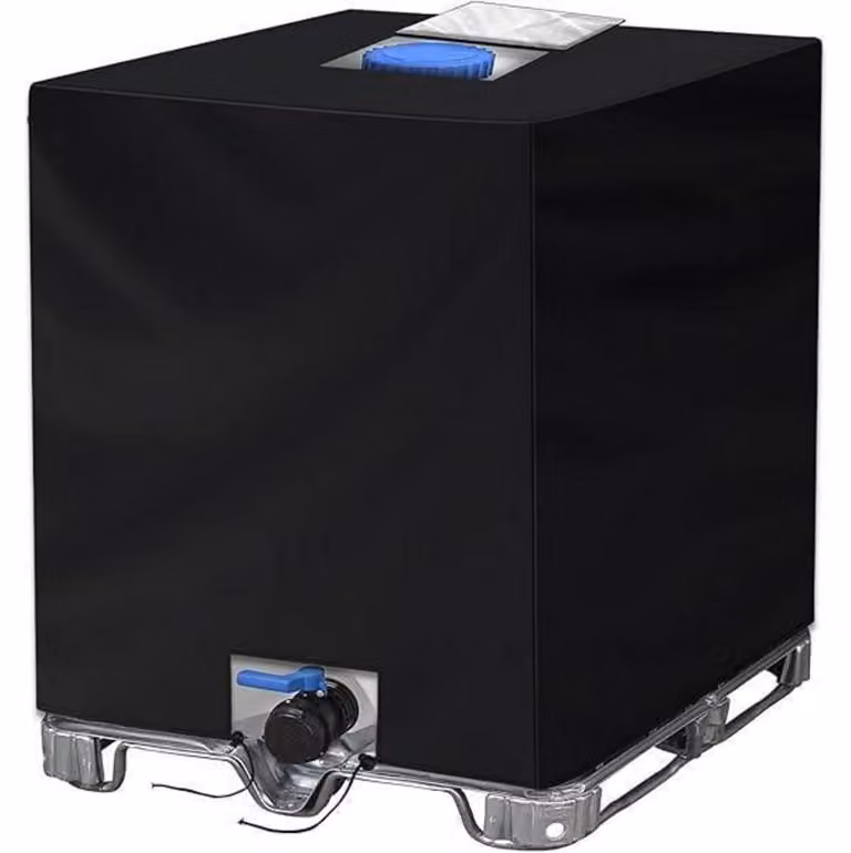 Copertura per serbatoio IBC da 1000 litri, in poliestere, colore nero, dimensioni 120x100x116 cm. Resistente alla polvere e con protezione UV