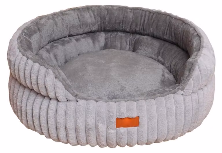 Cuccia per cani a forma di ciambella, in peluche, rotonda, morbida e soffice, color grigio chiaro, diametro 60 cm