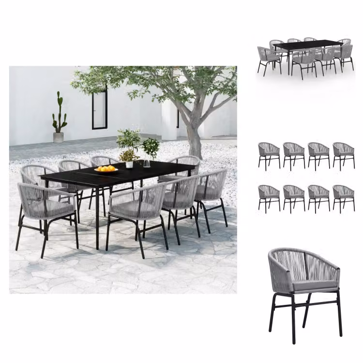 vidaXL set da pranzo da giardino 9 pezzi grigio - Set di mobili da giardino