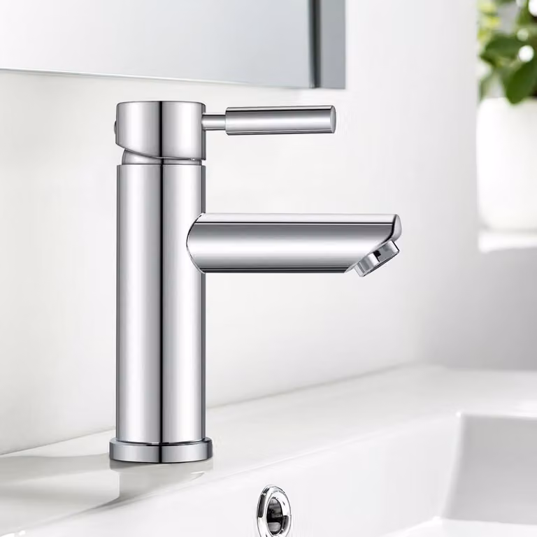 Miscelatore per lavabo, monocomando, cromo, acciaio inossidabile, valvola in Vetroceramica