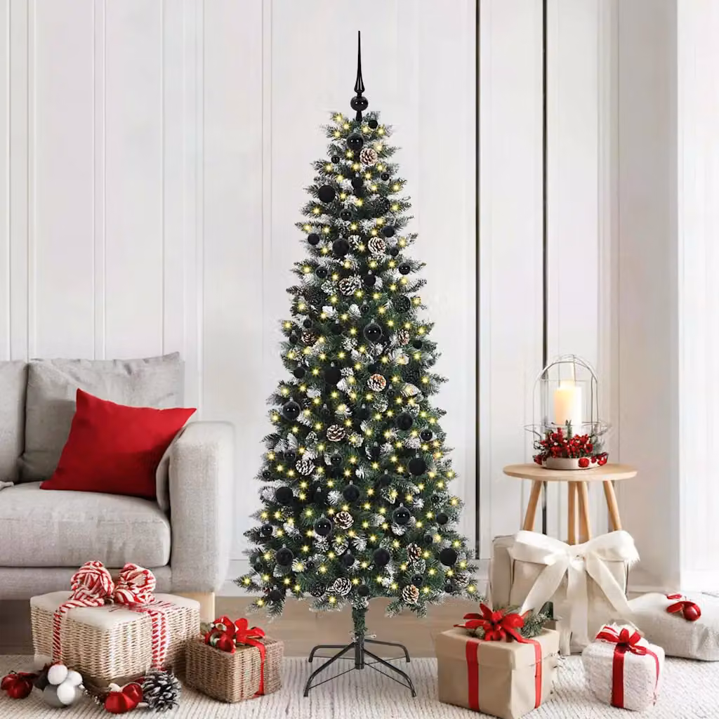 Albero di Natale artificiale moderno vidaXL verde con luci LED bianco caldo, Altezza: 180 cm