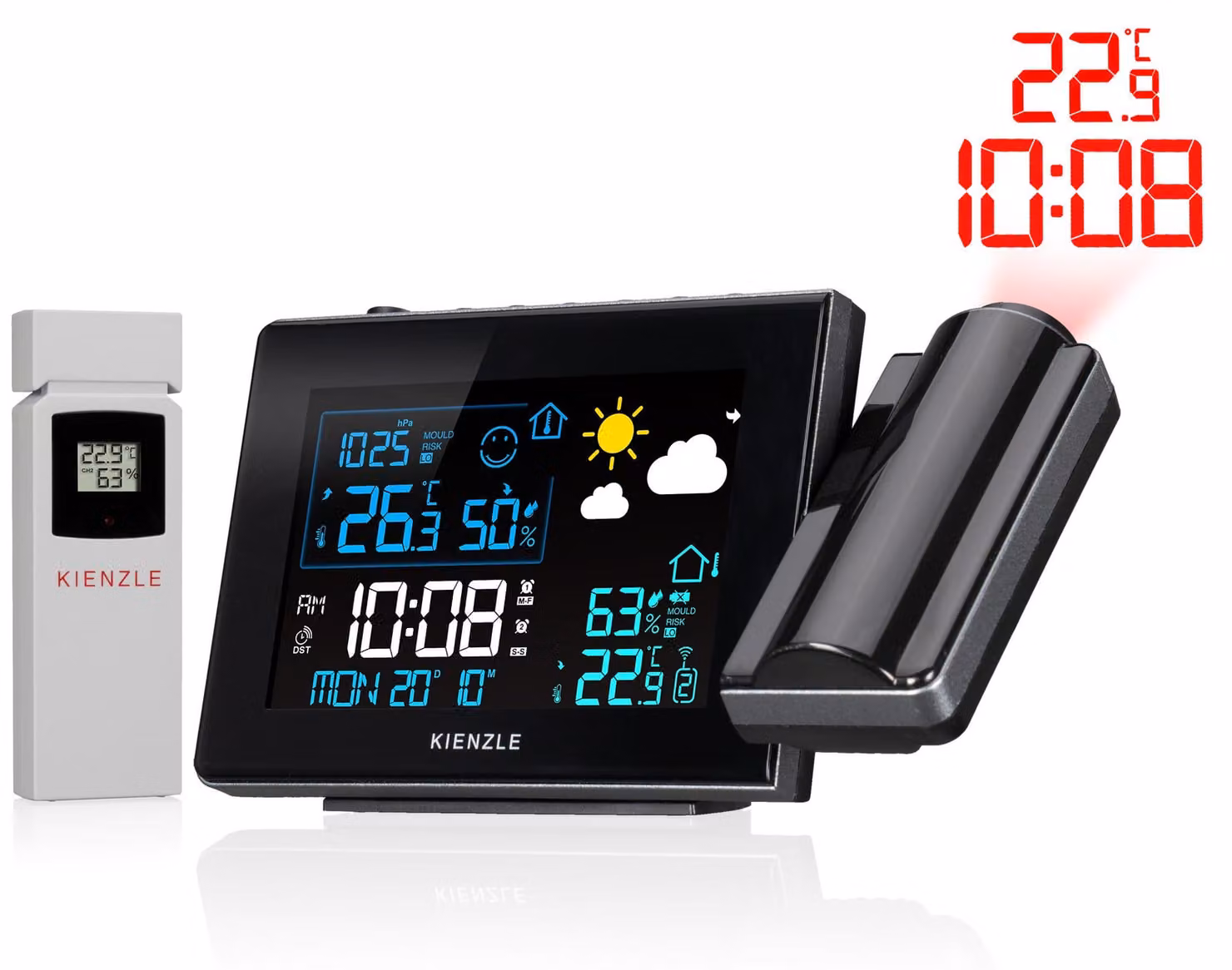 Kienzle Funk-Wetterstation mit Wand-Projektion
