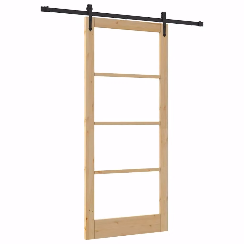 Porta scorrevole minimalist vidaXL in legno di pino marrone e vetro trasparente L/P/H: 93 x 15 x 211 cm – 2