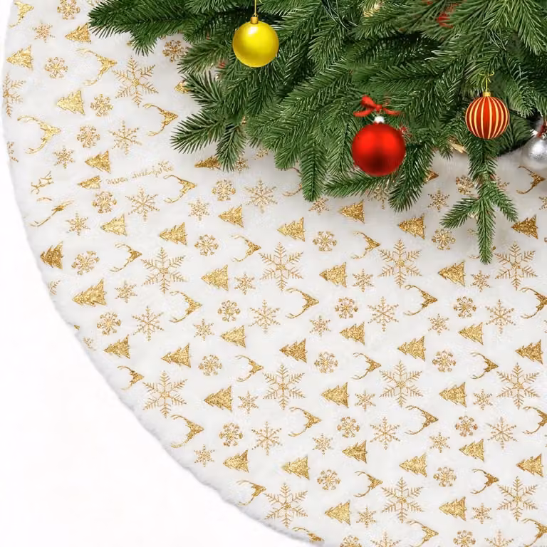 Decorazione in peluche a forma di albero di Natale, colore bianco, diametro 90 cm