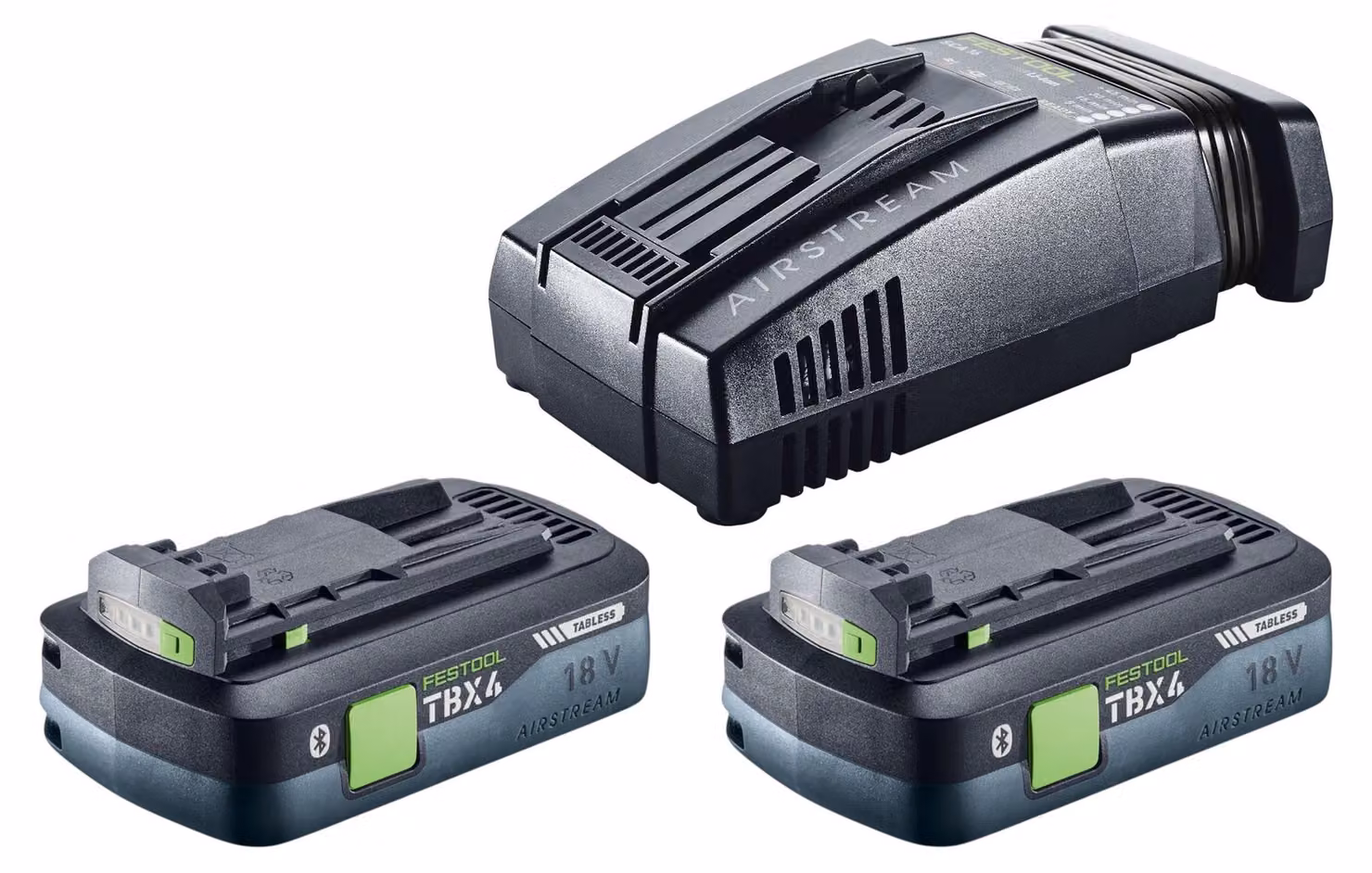 Set Festool 18 V 2xTBX4/SCA16 con 2 batterie BP 18 TBX 4 C-ASI da 18 V 4,0 Ah (2x 578745) + caricabatterie rapido SCA 16 (576953)