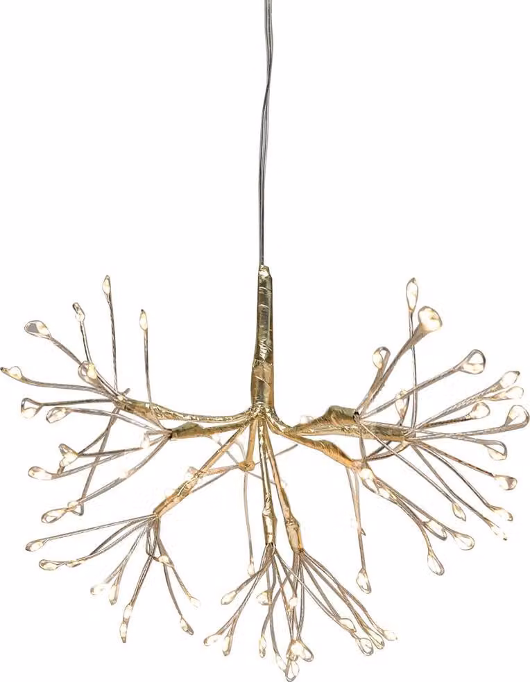 Decorazione MagicHome Natale, Fuoco d'artificio, 72 LED bianco caldo, illuminazione semplice, sospesa, oro, 25 cm