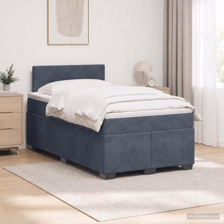Maison Exclusive - Letto boxspring con materasso grigio scuro 120 x 190 cm in velluto