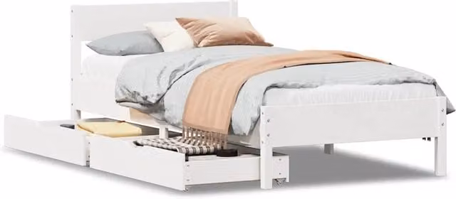 Letto singolo | Letto per adulti | Letto senza Materasso Bianco 90x200 cm Legno Massello di Pino