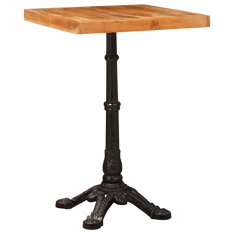 vidaXL Tavolo da bistrot quadrato in legno di acacia massello e metallo, L/P/H: 50 x 50 x 76 cm