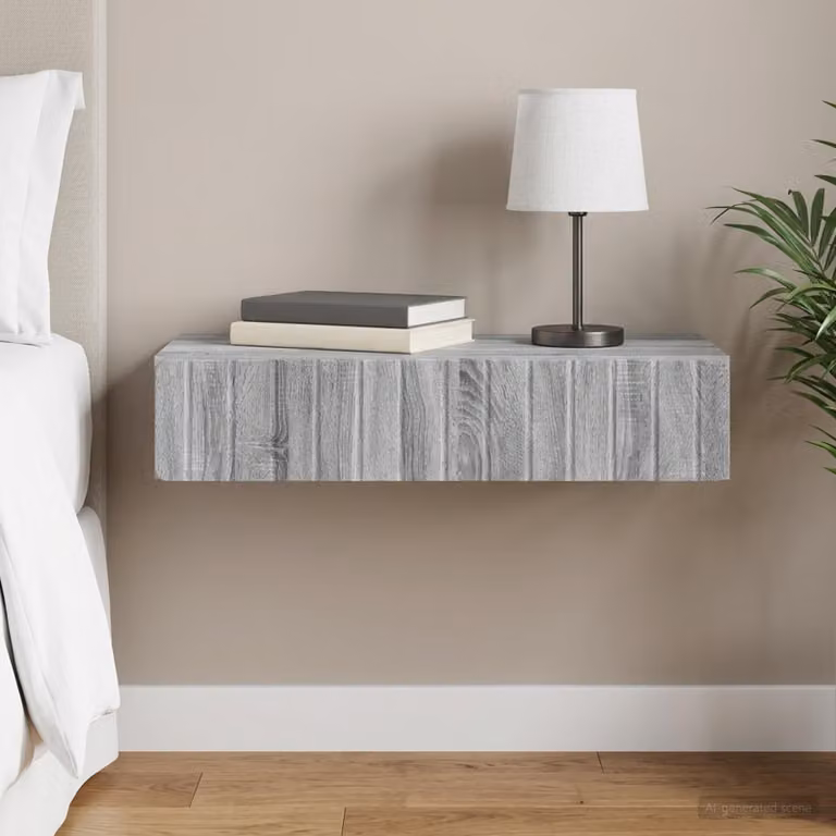 vidaXL Tavolino da Parete Laterale Moderno Grigio Sonoma L: 87,5 cm, P: 34,5 cm, H: 17 cm