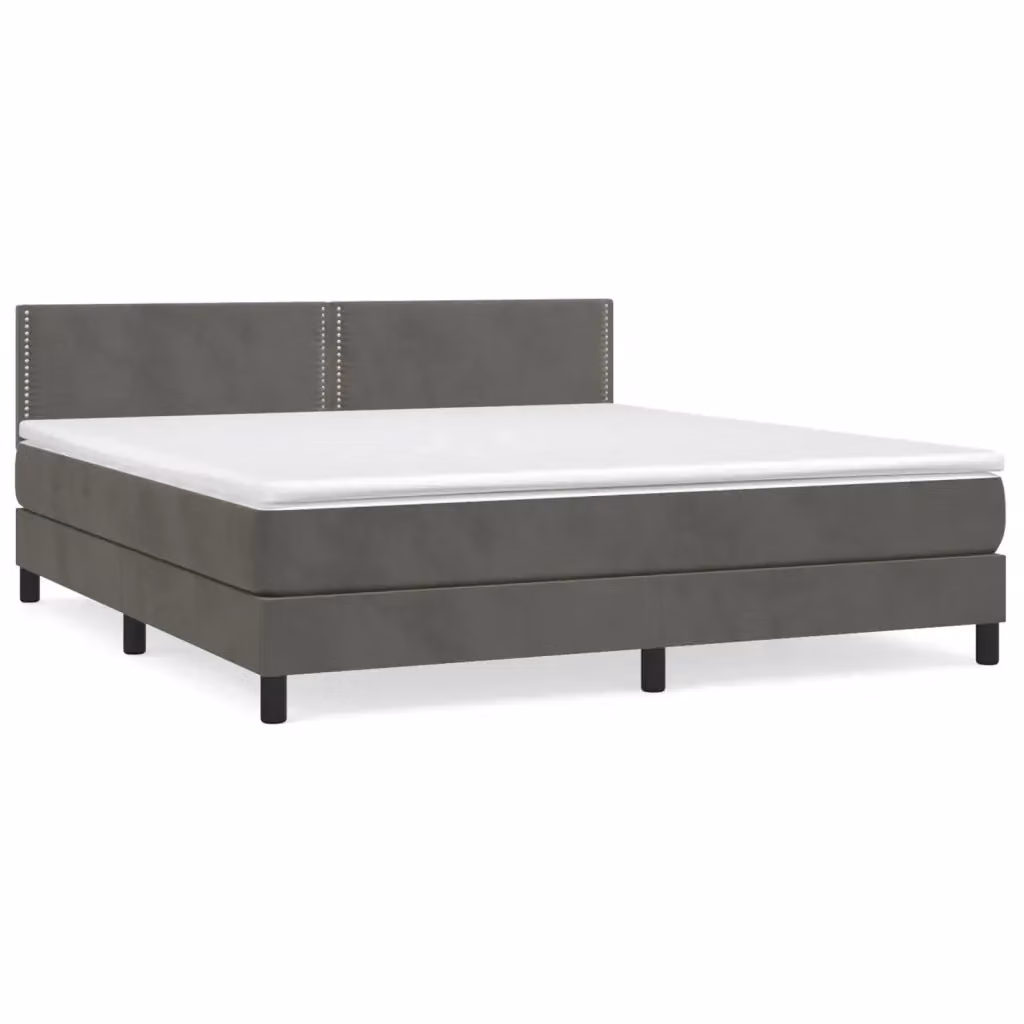 Letto Ibrido con Giroletto a Molle e Materasso vidaXL in Velluto Grigio e Bianco L/P/H: 180 x 200 x 78 cm – 2