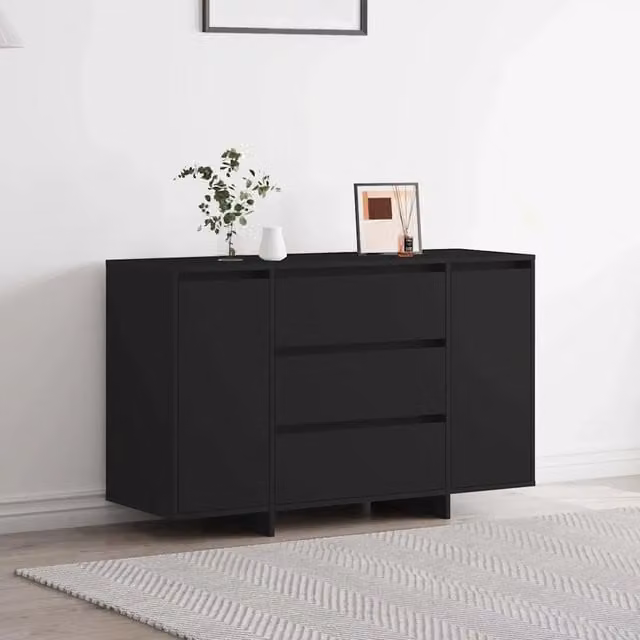 Credenza con Cassetto-Buffet-Armadio da cucina Nero 120 x 41 x 75 cm Legno multistrato