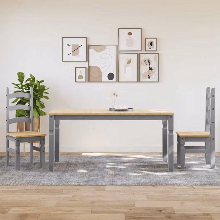 Set da pranzo vidaXL Panama composto da tavolo rettangolare e 3 sedie in legno di pino grigio