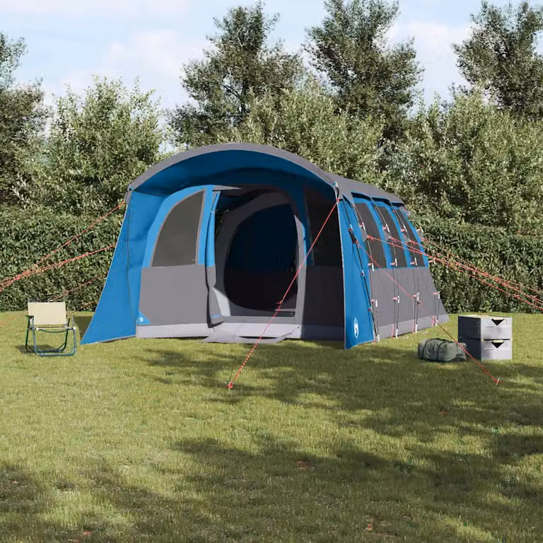Tenda Familiare vidaXL in Poliestere e Fibra di Vetro, Blu e Grigio, L/P/H: 576 x 325 x 213 cm