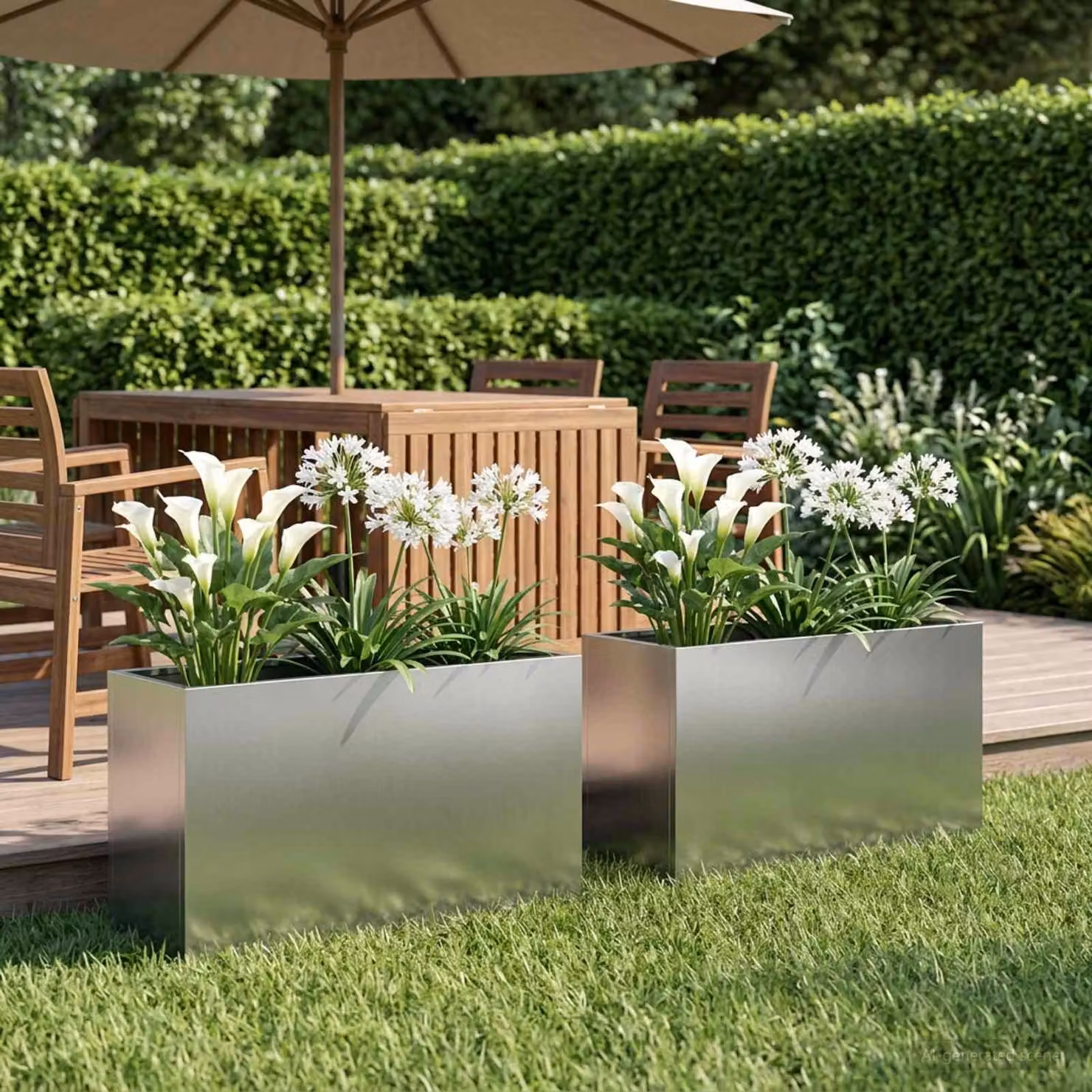 Set di 2 vasi da giardino vidaXL in acciaio zincato color argento L: 80 cm, P: 40 cm, H: 50 cm