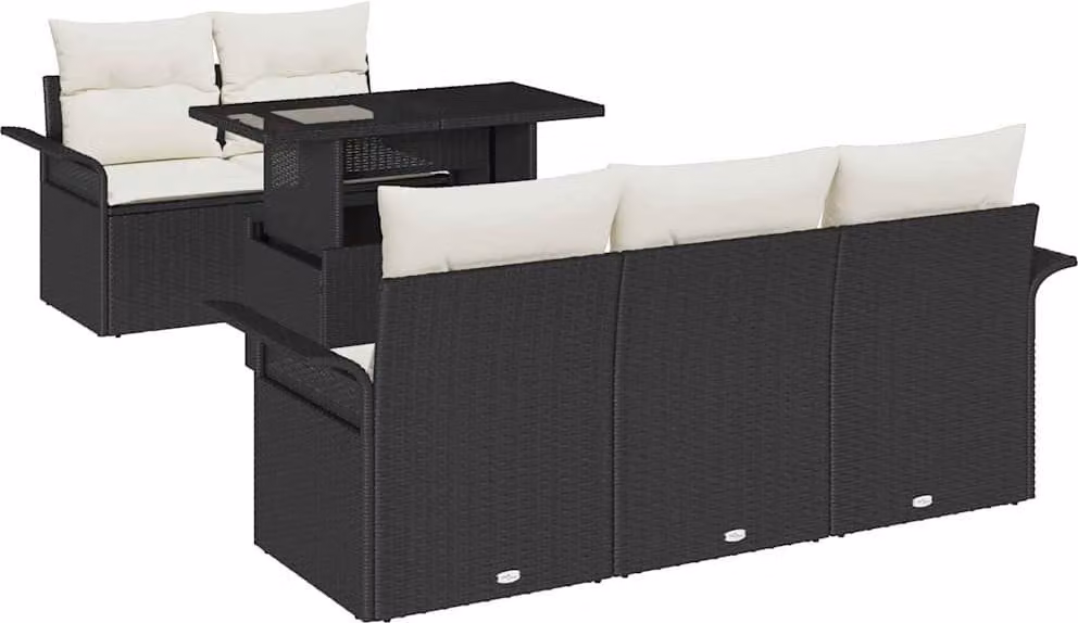 Set Divano da Giardino 6 pcs Nero Rattan in Polipropilene