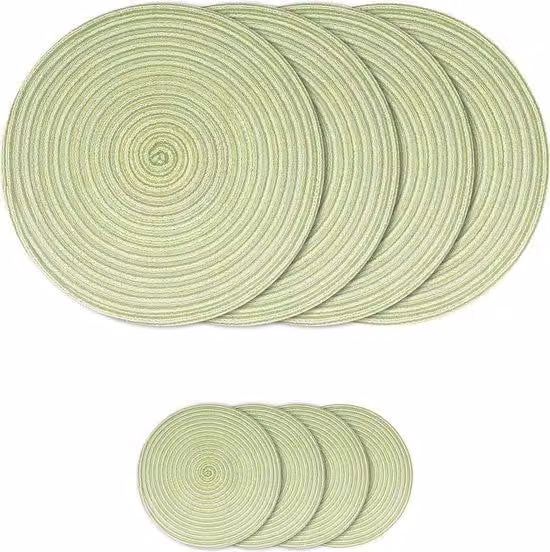 Set di 4 tovagliette in tessuto - Cotone - 38 cm - Resistenti al calore - Lavabili - Tovagliette da tavola - Cucina - Sala da pranzo - Verde