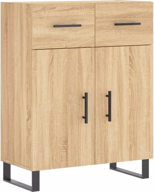 Credenza Buffet da pranzo in Rovere Sonoma e Legno Multistrato, Colore Marrone, L: 69,5 cm, P: 34 cm, H: 90 cm