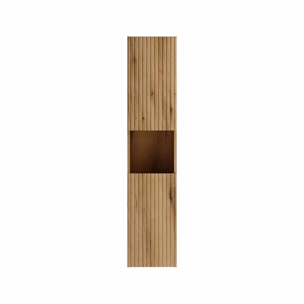 Colonna bagno sospesa Meublorama in legno effetto quercia con 2 ante e ripiani interni – 2