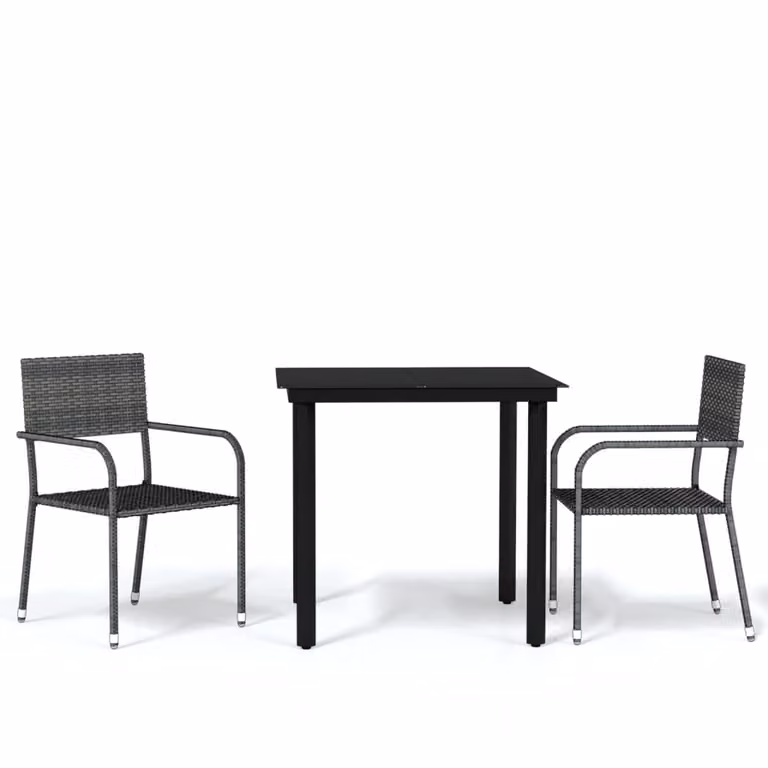 Set Mobili da Pranzo per Giardino 3 pz Grigio