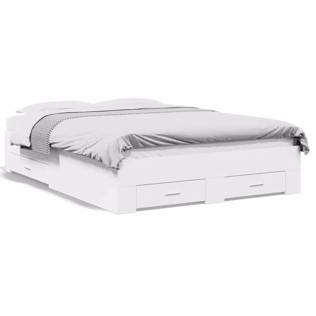 vidaXL Giroletto Moderno con Cassetti in Legno MDF Bianco L/P/H: 120 x 200 cm – 2