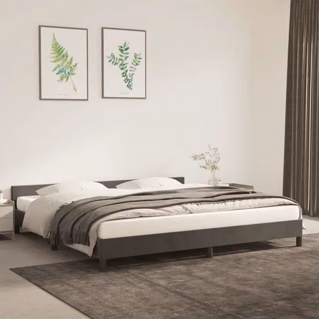 Struttura Letto Design Mania in Velluto Grigio Scuro 200x200 cm senza Materasso – 1