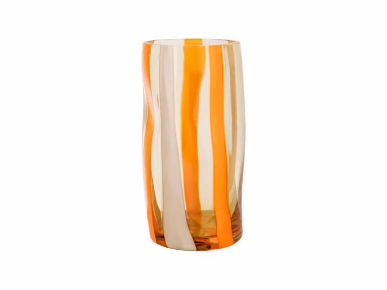 Glass Object Limited Stripes Orange Vaso