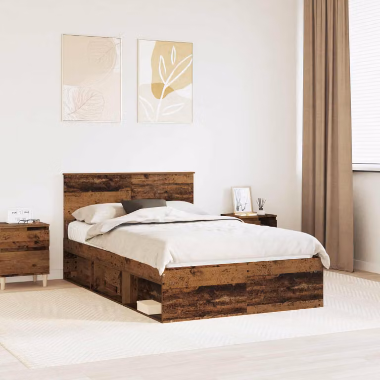 Struttura del letto vidaXL in pino massello color marrone, stile minimalista, L 120 x P 200 cm