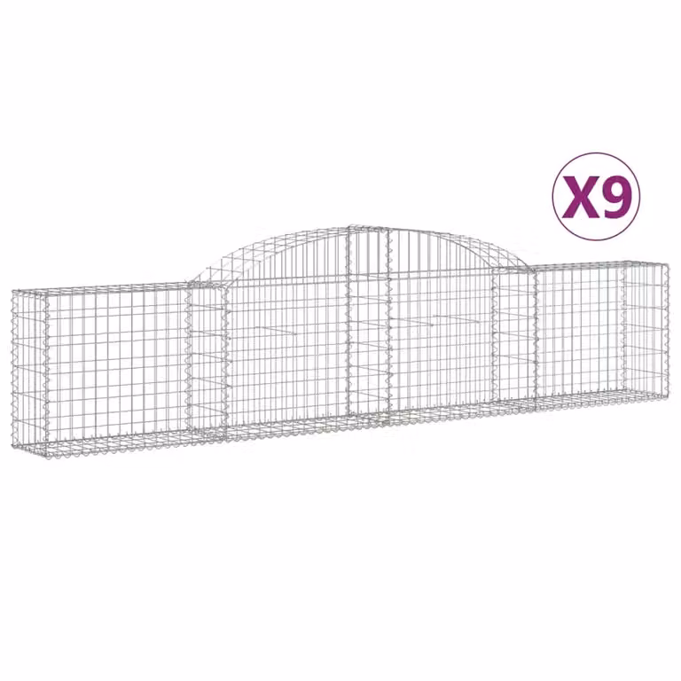 Cesti Gabbioni ad Arco 9 pz 300x30x60/80 cm Ferro Zincato