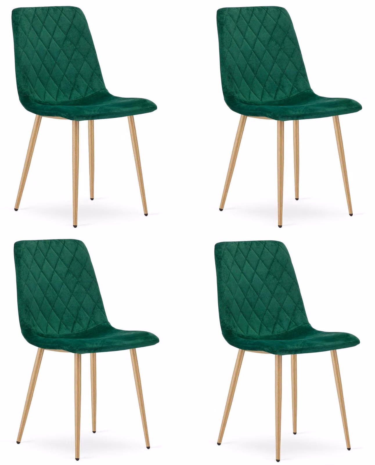Sedia TURIN - velluto verde scuro / gambe color legno (4)