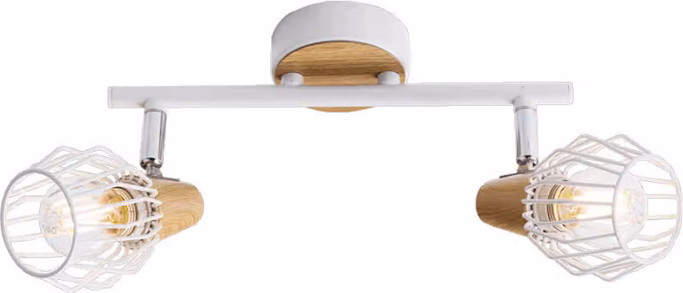 Plafoniera TAMETA 2xE14/40W, bianco/legno chiaro L: 260, L: 80, H: 160, attacco E14, dimmerabile