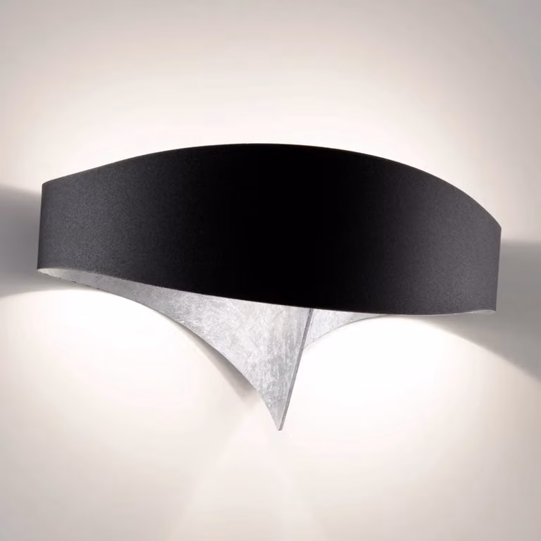 Selène Applique da parete a LED Scudo, Nero, Corridoio, Metallo, Design, Applique a LED