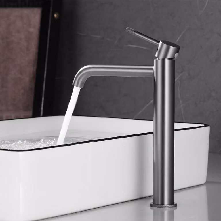 Miscelatore monocomando per lavabo, grigio gunmetal, acciaio inossidabile