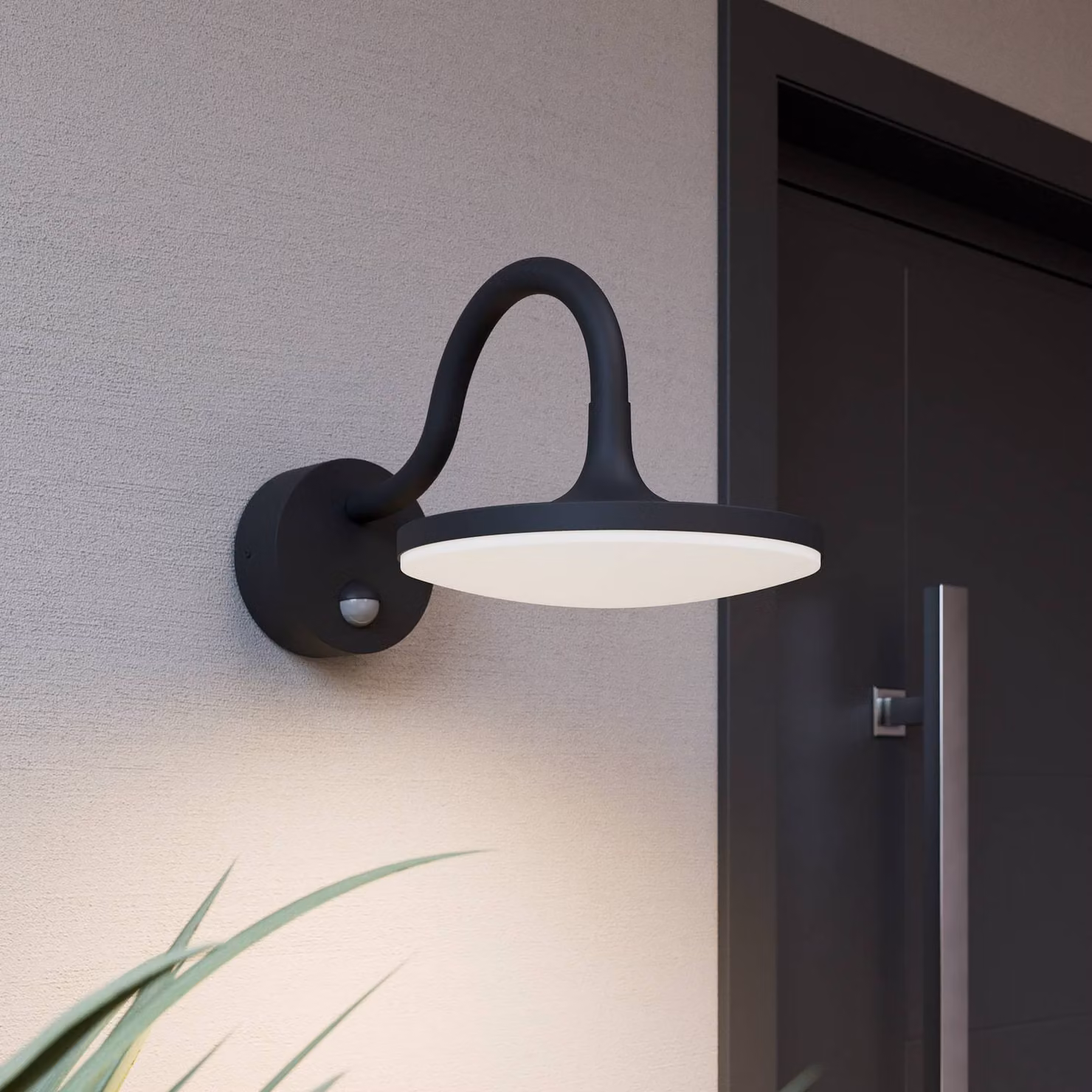 Arcchio Fineria applique LED esterni con sensore, Nero, Alluminio, Moderno