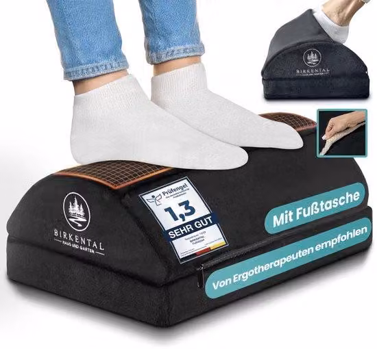 Poggiapiedi ergonomico e antiscivolo per l'ufficio – Regolabile in altezza, con morbido tappetino – Comodi accessori per l'ufficio e la scrivania